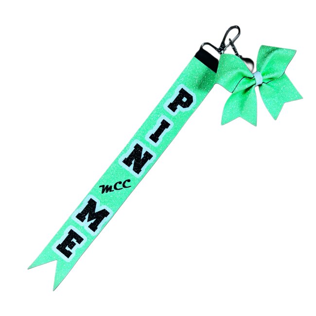 Pin Me "Glitter" - Design "MCC" Schleife neongrün